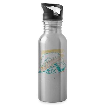 Rowing Rowing Rowing Rowing Boat Rowing Rower - Water bottle with straw - silver - Right