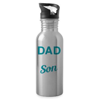 Vater Eines Wunderbaren Sohnes Sprüche Papa Papi - Trinkflasche mit integriertem Trinkhalm - Lightsilver - Rechts