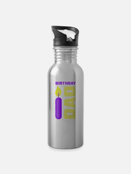 Geburtstag Papa Party Papi Vater - Trinkflasche mit integriertem Trinkhalm - Lightsilver