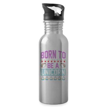 Einhorn Born To Be A Unicorn - Trinkflasche mit integriertem Trinkhalm - Lightsilver - Rechts