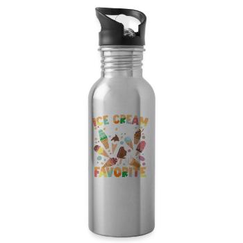 Ice Cream is my Favorite Food Group für eine Eis - Trinkflasche mit integriertem Trinkhalm - Lightsilver - Rechts