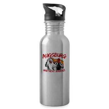Augsburg und nicht anders Fussball - Trinkflasche mit integriertem Trinkhalm - Lightsilver - Rechts