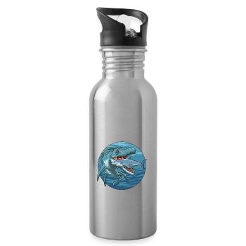 Here Fishy Fischy - Trinkflasche mit integriertem Trinkhalm - Lightsilver - Rechts