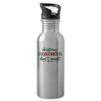 Lustiges Weihnachten Kalorien zählen nicht - Trinkflasche mit integriertem Trinkhalm - Lightsilver - Rechts