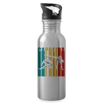 Capoeira Training Brazilian Martial Arts Hobby - Water bottle with straw - silver - Right