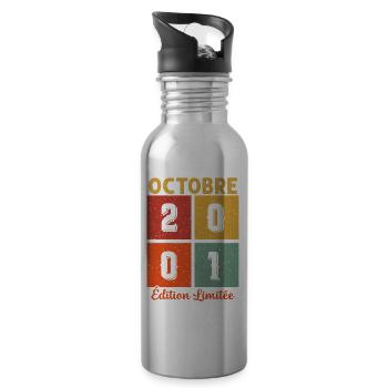 Octobre 2001 Vintage - Gourde avec paille intégrée - argent clair - Droite