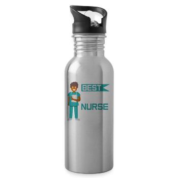 Beste Flight Nurse Aller Zeiten Beruf Flugarzt - Trinkflasche mit integriertem Trinkhalm - Lightsilver - Rechts