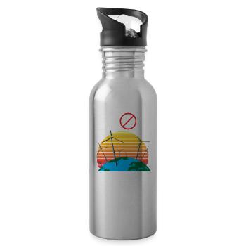 Greenflation Stop Inflation Green Energy - Water bottle with straw - silver - Right