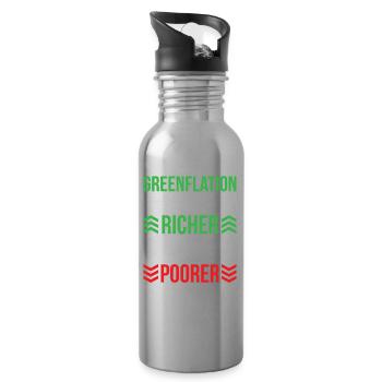 Greenflation Macht Reichen Reicher Und Armen Ärmer - Trinkflasche mit integriertem Trinkhalm - Lightsilver - Rechts