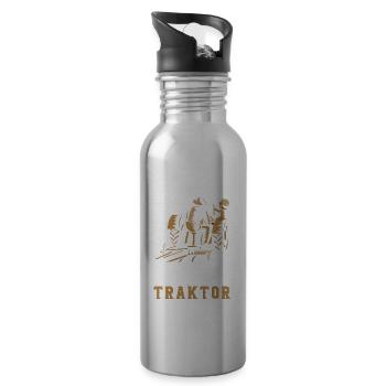 Coole Opa und Enkel mit Traktor Farmer Geschenk - Gourde avec paille intégrée - argent clair - Droite