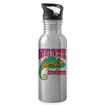 Caméléon, dicton drôle, inspiration motivante - Gourde avec paille intégrée - argent clair - Droite