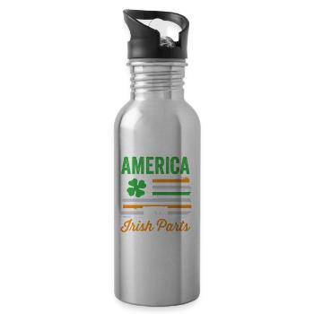 Made In America With Irish Parts Irish - Water bottle with straw - silver - Right