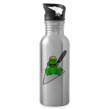 Handwerker Frosch Maurer Maurerkelle Baustelle Bau - Trinkflasche mit integriertem Trinkhalm - Lightsilver - Rechts