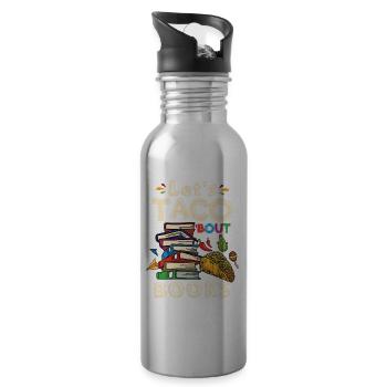 Let's Taco Bout Books Book Lovers - Water bottle with straw - silver - Right