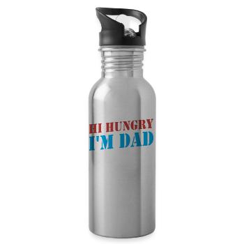 Hallo Hungrig Ich Bin Papa Vater Vater Tag Papi - Trinkflasche mit integriertem Trinkhalm - Lightsilver - Rechts