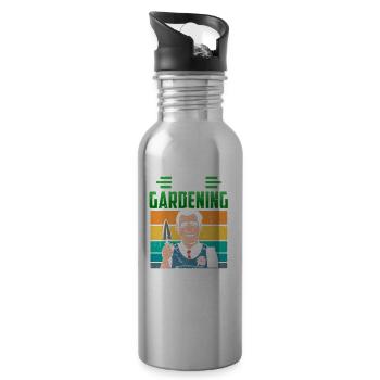 I am a gardening grandpa gardening gardening - Water bottle with straw - silver - Right