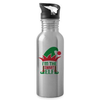 Ugly Christmas I am the clever eleven sayings - Water bottle with straw - silver - Right