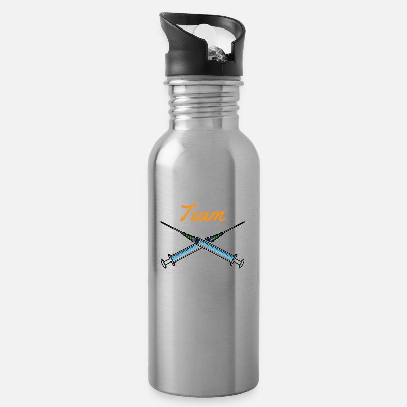 Médecin de l’équipe Médecin de l’équipe Médecin Médecin Médecine - Gourde avec paille intégrée - argent clair