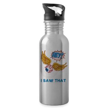 Alles sehende Auge, I-Saw-That, lustiger Spruch - Trinkflasche mit integriertem Trinkhalm - Lightsilver - Rechts