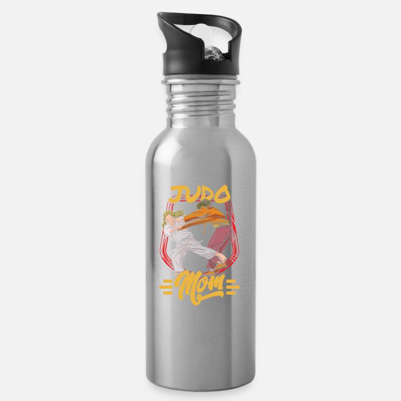 Judo Mutter Hobby Kampfkunst Kampfsport Judoka - Trinkflasche mit integriertem Trinkhalm - Lightsilver
