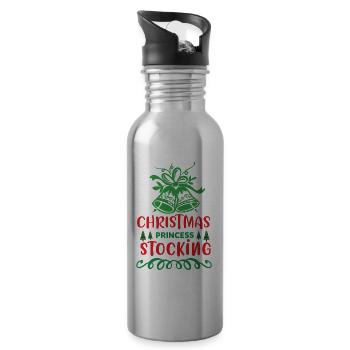 Christmas Princess Stocking Norwegian Pattern - Water bottle with straw - silver - Right