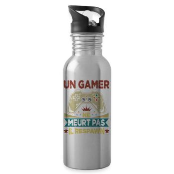 Un Gamer Ne Meurt Pas Il Respawn Cadeau Gamer - Gourde avec paille intégrée - argent clair - Droite