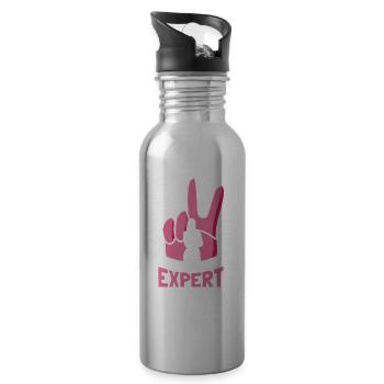 Gebärdensprache Experte Gestik Awareness Gebärden - Trinkflasche mit integriertem Trinkhalm - Lightsilver - Rechts