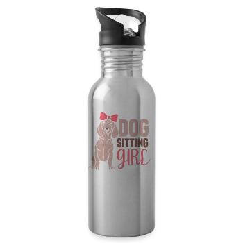 Dog Sitter Fille Dog Sitting - Gourde avec paille intégrée - argent clair - Droite