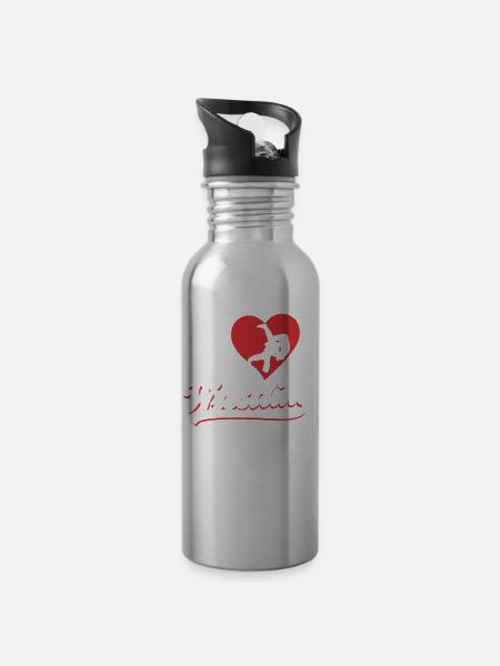 Ich Liebe Wrestling Ringen Ringer Ringkampf - Trinkflasche mit integriertem Trinkhalm - Lightsilver