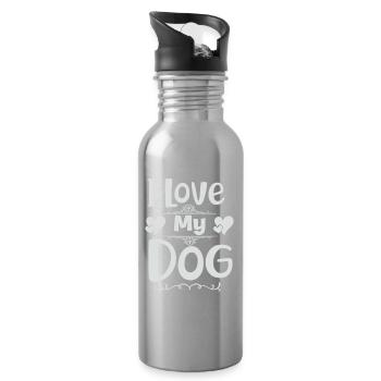J’aime mon chien - Gourde avec paille intégrée - argent clair - Droite