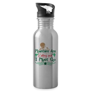 Camping Camper Nature funny saying - Water bottle with straw - silver - Right
