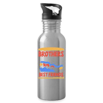 Brüder Und Beste Freunde Team Bruder Freund - Trinkflasche mit integriertem Trinkhalm - Lightsilver - Rechts
