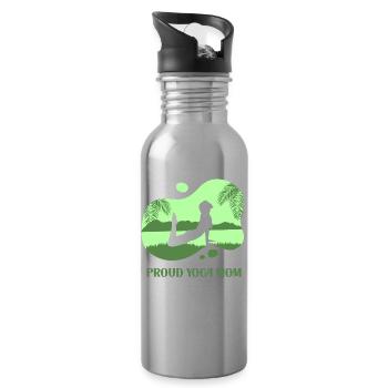 Proud Yoga Mother Mama Hobby Mommy - Water bottle with straw - silver - Right