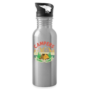Camping Camper Nature dicton drôle - Gourde avec paille intégrée - argent clair - Droite