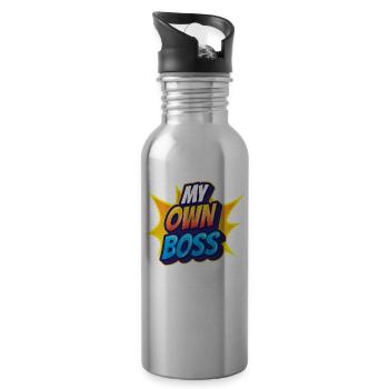 Mein Eigener Chef Selbstständig Freelancer - Trinkflasche mit integriertem Trinkhalm - Lightsilver - Rechts