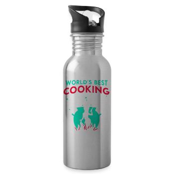 Meilleure mère cuisinière au monde Cooking Mom - Gourde avec paille intégrée - argent clair - Droite