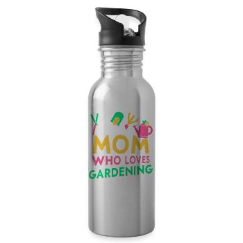 Nur Eine Mutter Die Die Gartenarbeit Liebt Mama - Trinkflasche mit integriertem Trinkhalm - Lightsilver - Rechts