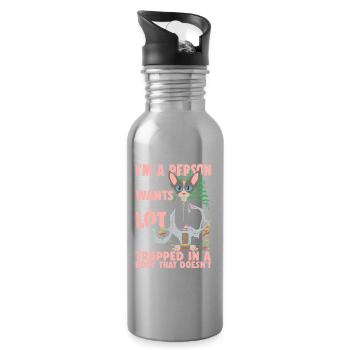 I'm A Person Who Wants To Do Lot Of Things - Trinkflasche mit integriertem Trinkhalm - Lightsilver - Rechts