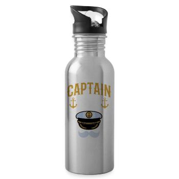 Capitaine Papa Bateau Bateau Voilier Navire - Gourde avec paille intégrée - argent clair - Droite