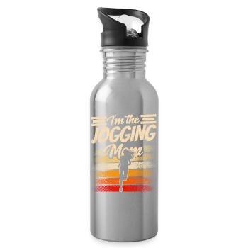I am The Jogging Mother Running Mom Runner - Water bottle with straw - silver - Right