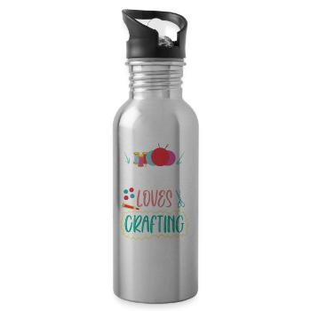 This Mom Loves To Craft Craft Mom - Water bottle with straw - silver - Right