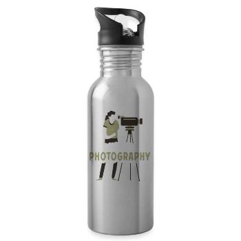 This Mom Loves Photography Mom Photographer - Water bottle with straw - silver - Right