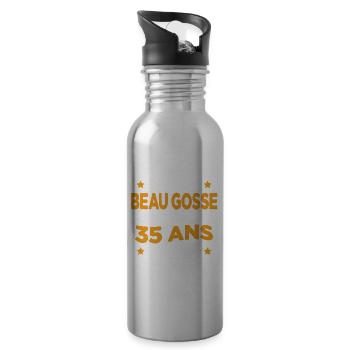 Beau Gosse et D'avoir 35 Ans Cadeau d'anniversaire - Gourde avec paille intégrée - argent clair - Droite