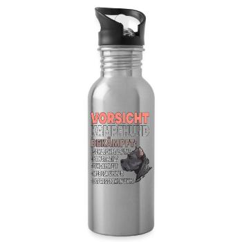Vorsicht Kampfhund Lustiger Hundespruch - Trinkflasche mit integriertem Trinkhalm - Lightsilver - Rechts