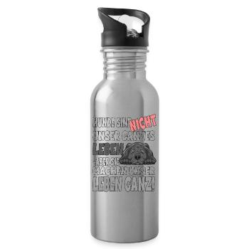 Hunde sind nicht unser ganzes Leben - unser Leben - Trinkflasche mit integriertem Trinkhalm - Lightsilver - Rechts