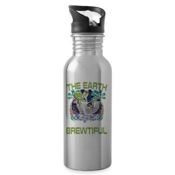Lustiger Betrunkener Außerirdische mit einem Bier - Trinkflasche mit integriertem Trinkhalm - Lightsilver - Rechts