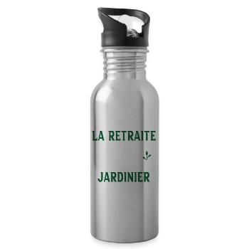 Pas à la retraite je suis juste jardinier Cadeau - Gourde avec paille intégrée - argent clair - Droite