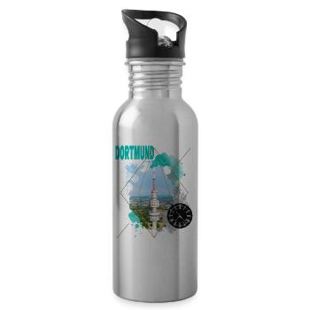 Dortmund Deutschland Stadt Skyline Vintage Retro - Trinkflasche mit integriertem Trinkhalm - Lightsilver - Rechts