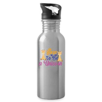 Born to be a unicorn Unicorn - Water bottle with straw - silver - Right
