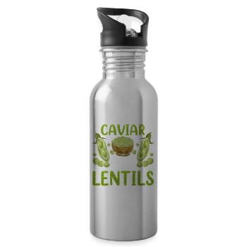 If You Don't Eat Caviar Can Eat Lentils - Water bottle with straw - silver - Right